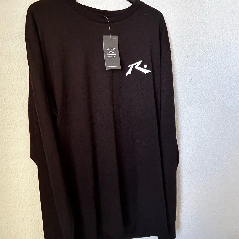 RUSTY Men's Long Sleeve Black Tee, Size Medium